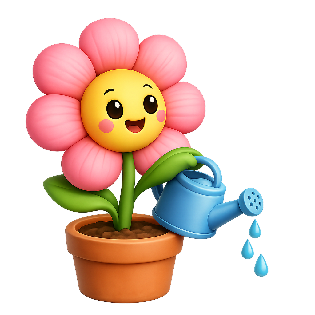 Smiling FloriQ flower being watered